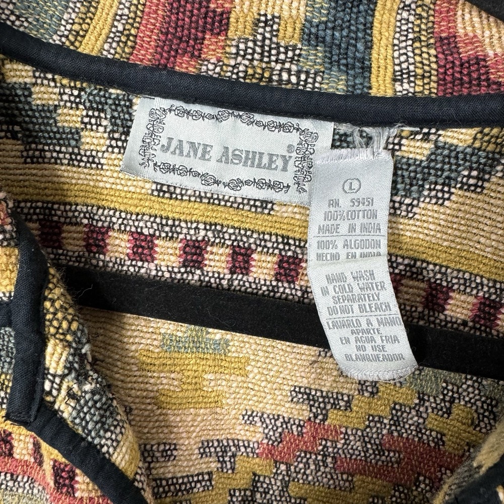 Vintage 90s Southwestern Tapestry Jacket Women's Size L Woven Aztec Tribal Boho - Picture 2 of 8